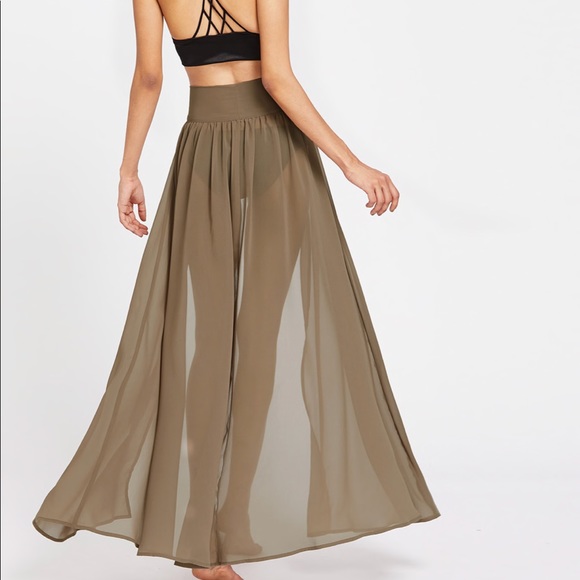 Swimwear sheer cover up skirt khaki - Picture 4 of 4